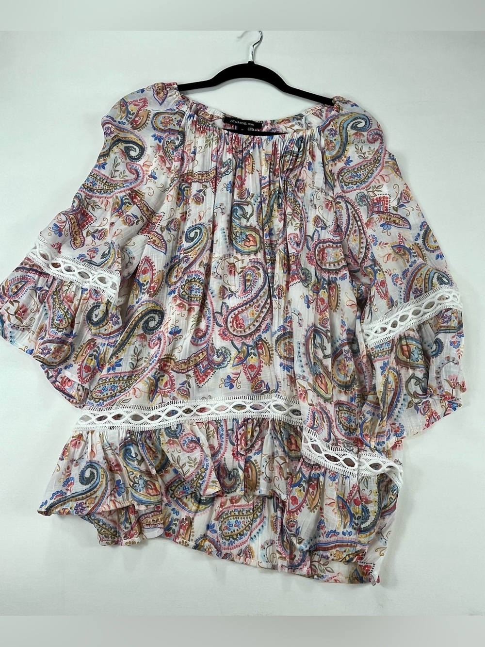 Zach & Rachel Women’s Bohemian Style Paisley Print Peasant Top Blouse Shirt Sz1X